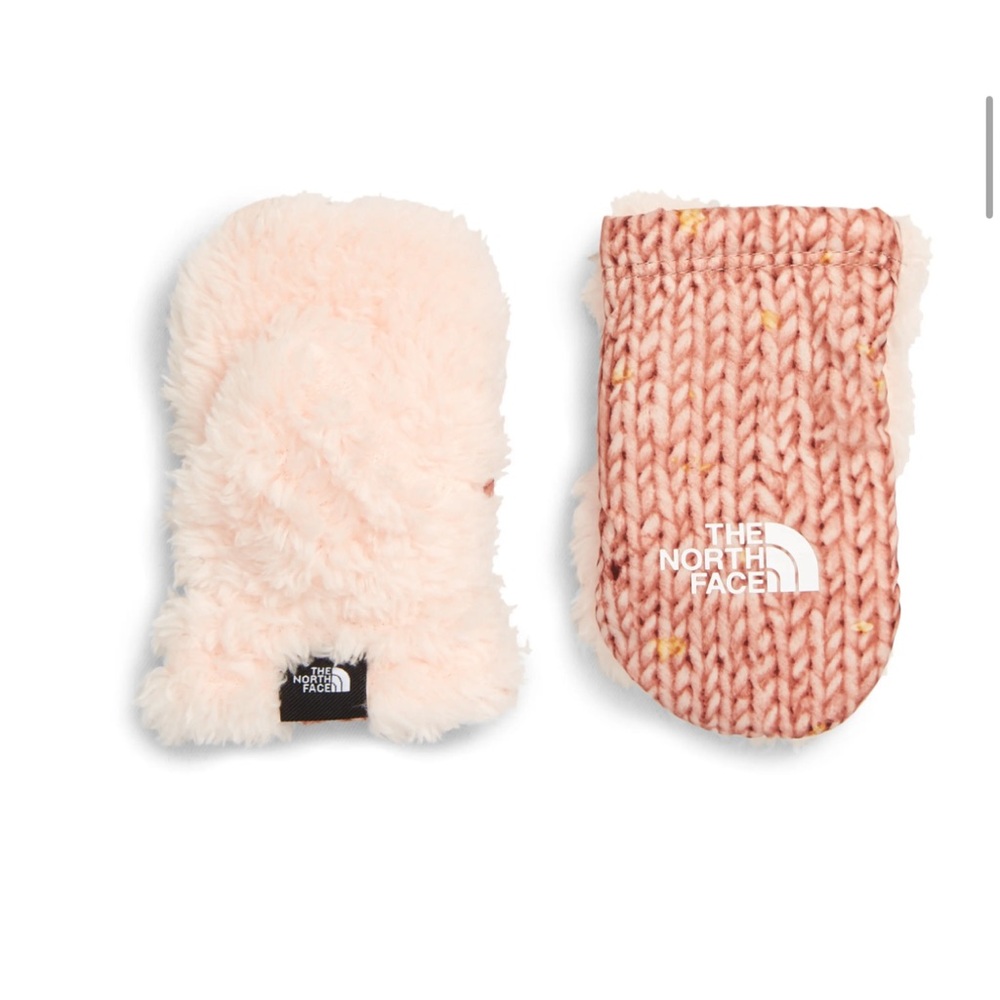 NWOT The North Face Littles pink sweater print mittens size XS 🩷 12-24 months